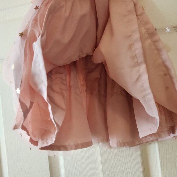 Carters Baby Girls Light Pink Tulle Dress Gold Star Print with Diaper Cover 9M - Picture 7 of 10